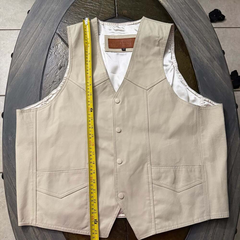 Street Leathers Leather Vest Size 2X Cream Western Snap